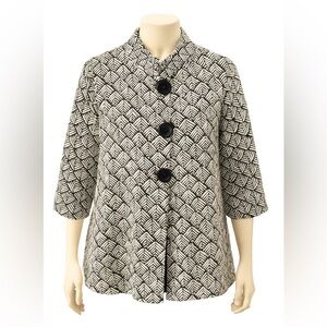 JM Collection Black & White Textured Jacket – Size 1X